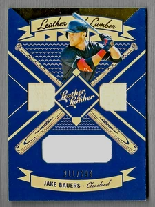 JAKE BAUERS 2019 LEATHER & LUMBER TRIPLE RELIC ROOKIE RC CARD #LLT-JB 211/299 - Bild 1 von 2