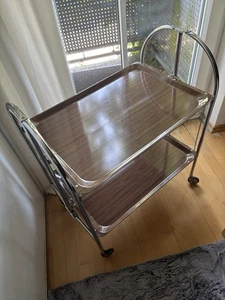 Dinett Servierwagen Teewagen Nußbaum 60er/70er Klappbar Rollbar Vintage Gerlinol - Bild 1 von 23
