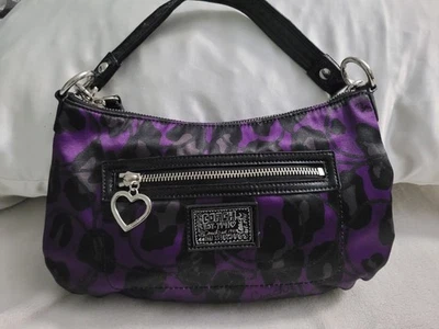 Bolso de hombro Coach púrpura margarita amapola ocelote Demi F20024 Foto 1 de 4