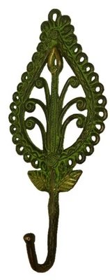 Gancho para colgar de pared de tela de latón estilo vintage hecho a mano con forma de hoja BA2250 Foto 1 de 4