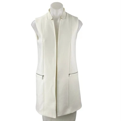 Elie Tahari Women's White Sleeveless Open Front Long Blazer Vest  Jacket Size XS - Image 1 of 4