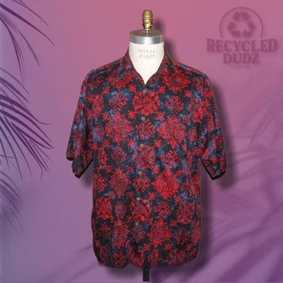 SAKS FIFTH AVENUE Men's XL Printed Camp Shirt Black Red Gray Luxury Summer  - Image 1 of 4