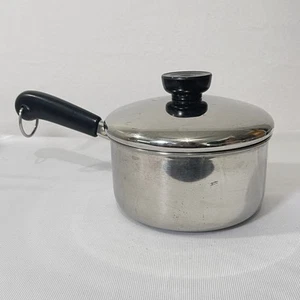 Revere Ware 1 Quart Edelstahl Soßenpfanne Topf Deckel Scheibe Boden dreilagig Clinton USA - Bild 1 von 9