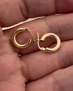 Pendientes de aro genuinos de oro amarillo de 9 quilates de 10 mm para dama de oro amarillo de 0,8 gramos - Imagen 1 de 7