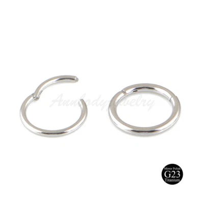18G 16G 14G G23 Titanium HINGED Segment Nose Ring Septum Clicker Daith Hoop - Image 1 of 3