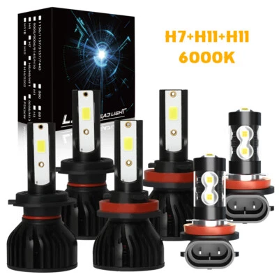 For Mazda RX-8 2004-2008 6X LED Headlight Hi-Lo Beam Fog Light Bulbs White Kit - Image 1 of 4