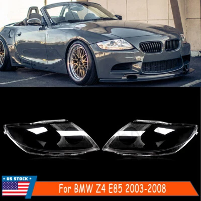 Pair Left & Right Headlight Cover Headlamp Lens For BMW Z4 E85 2 Door 2003-2008 Foto 1 de 4
