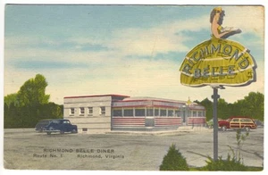 Richmond VA Die " Richmond Belle CM Diner Leinen Postkarte - Picture 1 of 1
