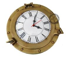 15 Inch Antique Nautical Navigation Marine Ship Porthole Brass Wall Decor Clock