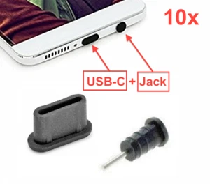 10x USB Typ-C & Kopfhörer Kappe Stöpsel Staub Schutz für Xiaomi Mi Note 10 - Zdjęcie 1 z 1