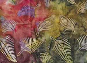 LARGE FRONDS FOLIAGE BATIK FABRIC UNBRANDED, ONE YARD. - Picture 1 of 2