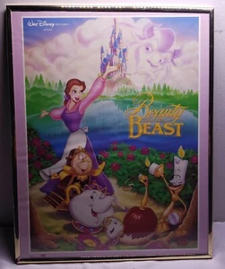 VINTAGE RARE DISNEY "BEAUTY AND THE BEAST" FRAMED MOVIE POSTER - Picture 1 of 12