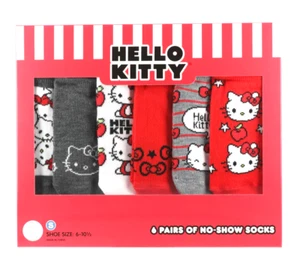 Hello Kitty Sanrio 6 Pair Pack No-Show Socks Toddler Girls Shoe Size 6-10 1/2 - Picture 1 of 6