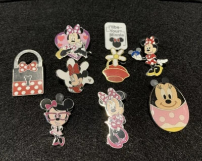 Prendedores comerciales de Disney - Prendedores de Minnie Mouse - 9 prendedores - Bloqueo, nerd, sombrero, guante, huevo++ Foto 1 de 4
