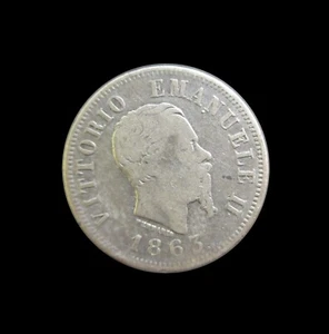 ITALIA 50 CENTESIMI 1863 M EMANUELE II PLATA KM 14,1 #3099# - Imagen 1 de 2