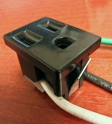 2 pk Receptacle Outlet, Snap-In, Black, 15A 125VAC w/ 6" Leads, Triboro[256-160] - Image 1 of 4