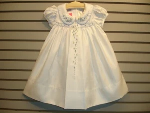 Ciao Bebe NEW Hand Embroidered Smocked Dress Baby Girl Cream WHITE Size 3M - Picture 1 of 7