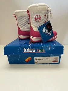 New in Box Totes ThermoLite Toddler Girl Kids White & Pink Snow Boots Size 6 - Picture 1 of 4
