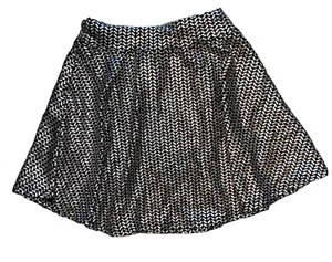 Random Hearts girls herringbone silver and black lurex swing skirt 6x - Picture 1 of 2
