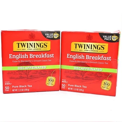 Twinings, Desayuno Inglés, 50 Bolsas de Té Descafeinadas, 2 Cajas, Mejor por: 10/27 Foto 1 de 4