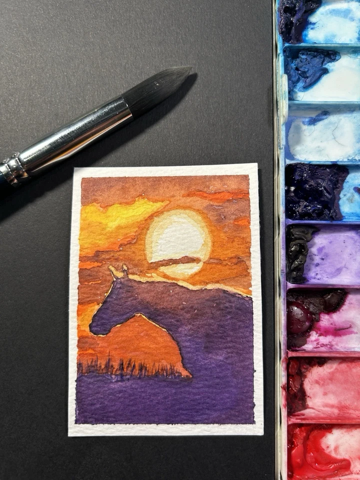 ACEO Original Watercolor painting Blaze Horse by Kristie Tolbert - Image 1 of 1