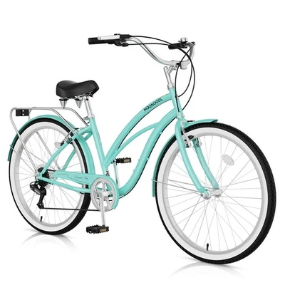 MOONCOOL 24" 26" Adult Commuter Bicycle 7-Speed Beach Cruiser Bike Classic Frame - Image 1 of 4