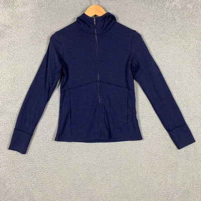 Ibex Hoodie Sweater Women's XS Navy 100% USA Rambouillet Wool Full Zip Midlayer - Image 1 of 4