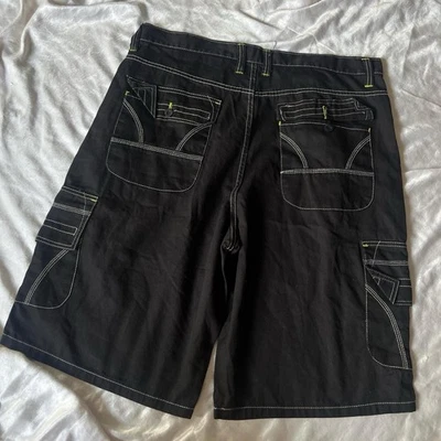 Винтажный Y2K панк красный Ape шорты размер 42 темно-желтый Skater карманы груза мешковатые - Изображение 1 из 4