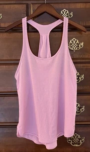 Lululemon 105 Singlet Tank Size 6 Pink Heathered Striped Scalloped Racerback - Picture 1 of 3