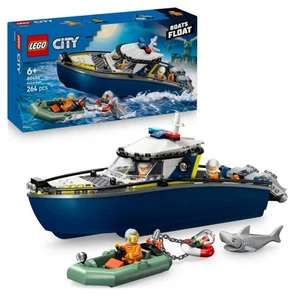 LEGO City Achtervolging met Politieboot, Drijvend Boot Speelgoed voor Kinderen m - Picture 1 of 8