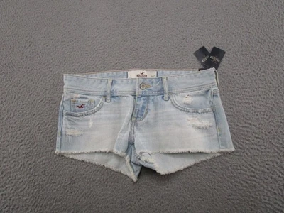 Hollister Women's Low Rise Light Wash Denim Short Shorts Size 1 W25 Y2K NEW - Image 1 of 4