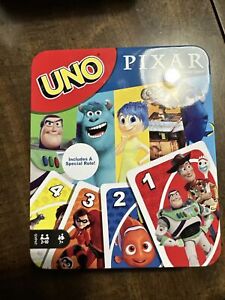 UNO Pixar Card Game for Family Night, Travel Game for Kids with Storage Tin &...