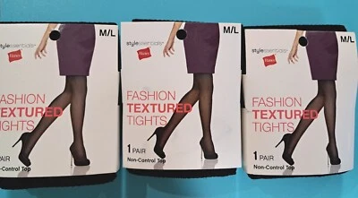 Lote de 3 pares de medias texturizadas Hanes Style Essentials de moda (negras) M L Foto 1 de 4