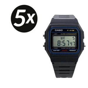 5x CASIO Collection Herrenuhr F-91W-1YEG Digitaluhr Retrolook Stoppuhr B-Ware - Bild 1 von 1