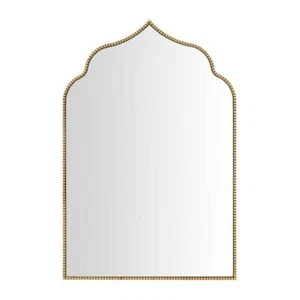 Medium Ornate Arched Gold Antiqued Classic Accent Mirror (35 in. H x 24 in. W) - Picture 1 of 9