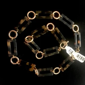 Gold Tone & Faux Tortoise Shell Link Bracelet & Choker Neclace Set - Picture 1 of 6
