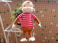 New  Curious George Monkey with red stripe cloth Stuffed  Plush Toy 12"