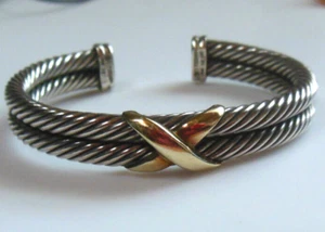 Brazalete con puño con cable 14K 925 firmado por David Yurman talla 6,5 - Imagen 1 de 7