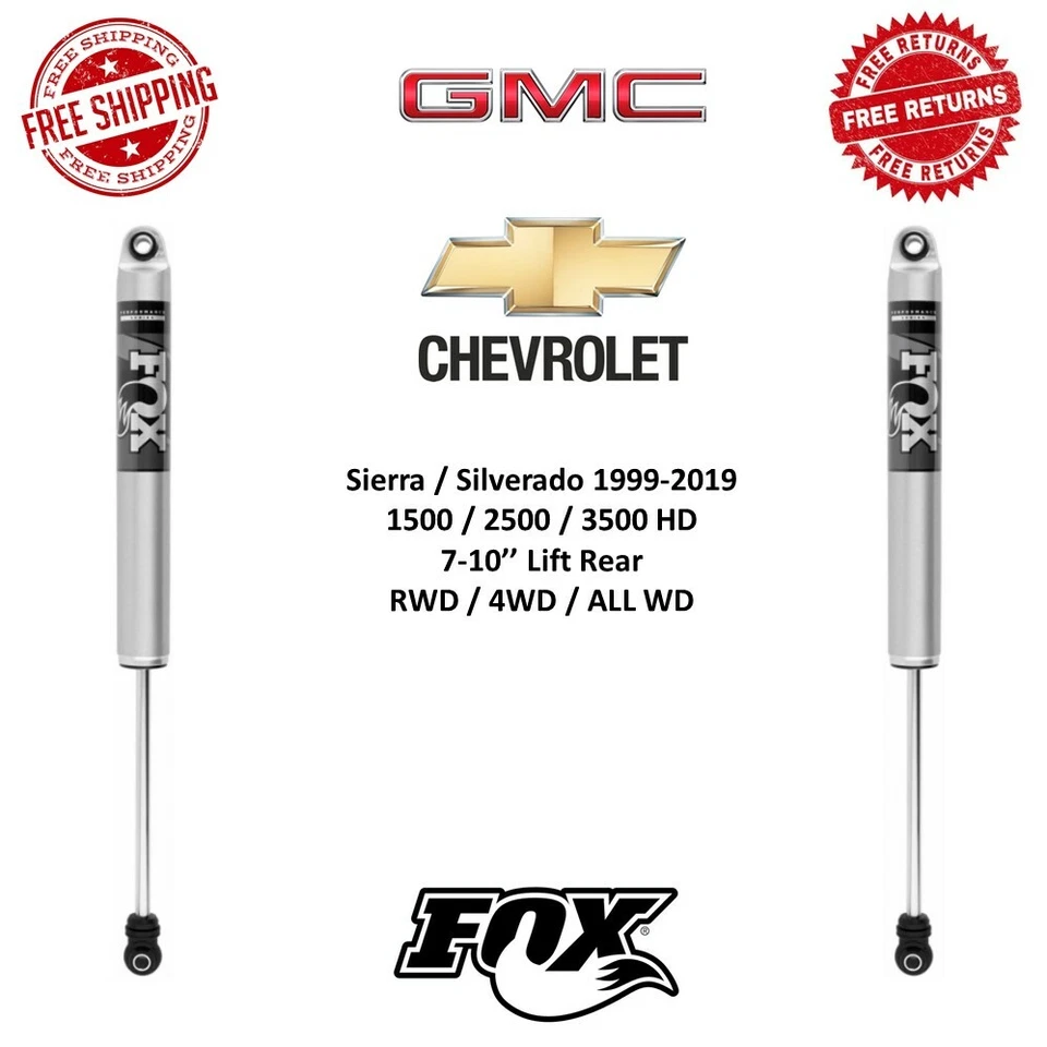 Fox 2.0 Rear Shock Pair Fits 99-19 Chevy-GMC Sierra Silverado Lift 7-10" RWD 4WD - Image 1 of 4