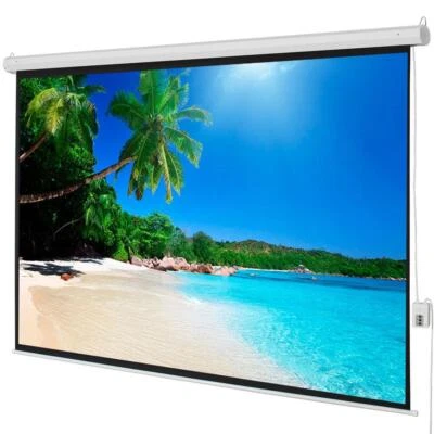 LEADZM 100" 4:3 Electric Remote Projection Screen HD Movie Theater Matte White Office
