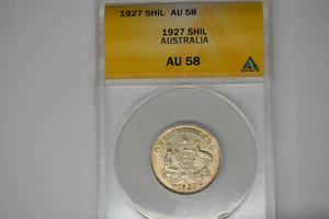 Australia: George V Shilling 1927, KM26, AU58 ANACS - Picture 1 of 5