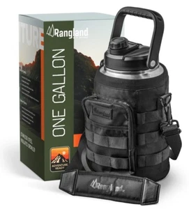 1 Gallon Water Bottle w Insulated Storage Sleeve 128 oz Stainless Steel Growler - Picture 1 of 9