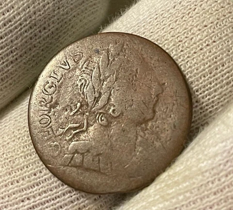 1775 Farthing Lightweight Non Regal Obverse Brockage Colonial Error Coin Cover