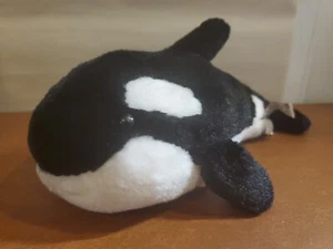 Ganz Webkinz HM221 Orca Whale Beanie Plush Stuffed Toy 10" Black White No Code - Picture 1 of 9