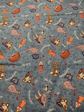 Vintage Fabric Traditions Noah's Ark Bible Stories Cotton 1.5 Yards Blue Novelty