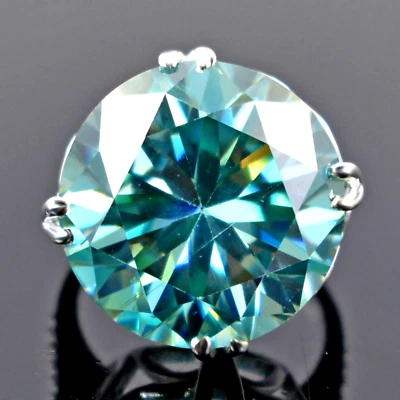 Anillo solitario de diamantes azules de 11,80 quilates RARO, brillo increíble - sin aranceles. Foto 1 de 4