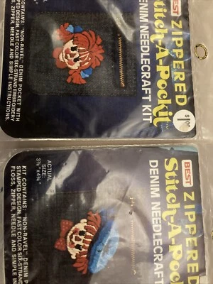Vintage Stitch A Pockit Sew On Denim Pocket Needlecraft Kit Raggedy Ann Andy - Image 1 of 4