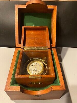 Vintage Waltham  Marine Chronometer Clock In Double Wooden Case • 995$