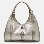 Gucci Silver GG Imprime Canvas and Leather Medium Joy Shoulder Bag