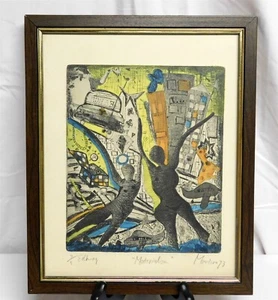 Montina Signed Etching MATERIALISM 1993 Framed 11.75 x 9.5 - Picture 1 of 7